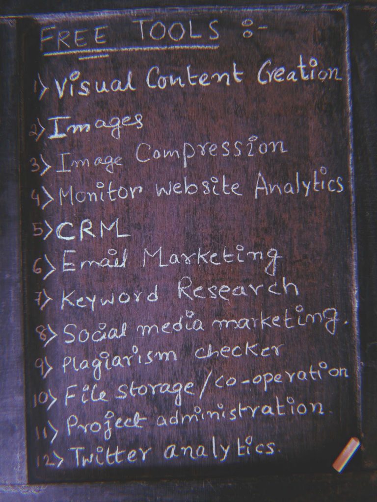 Content of components free digital marketing tools