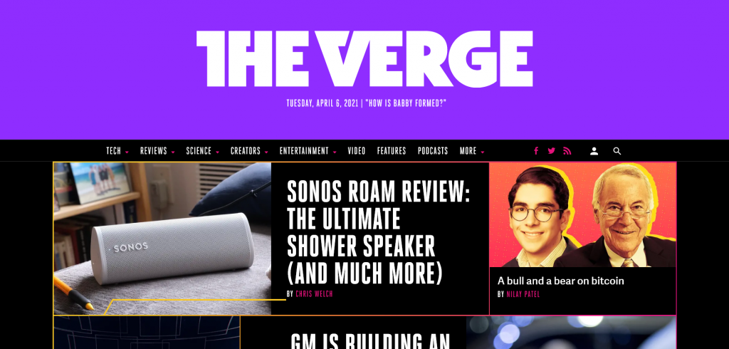 website for gadget reviews and tech news - The Verge