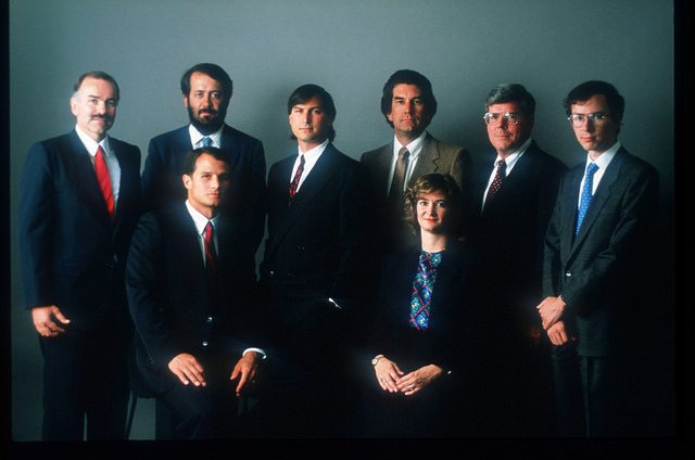 Steve Jobs with his team.